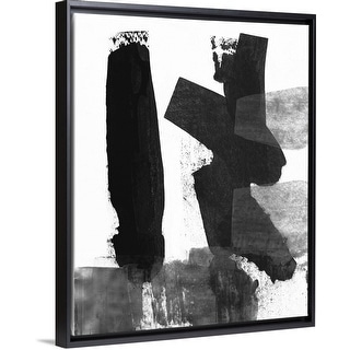 Shop Black And White Brush Stroke Vii Black Float Frame Canvas