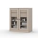 preview thumbnail 5 of 47, Palace Imports 100% Solid Wood Short Clear Glass Bathroom Storage Cabinet with 2 Drawers, 32" W x 35.75" H