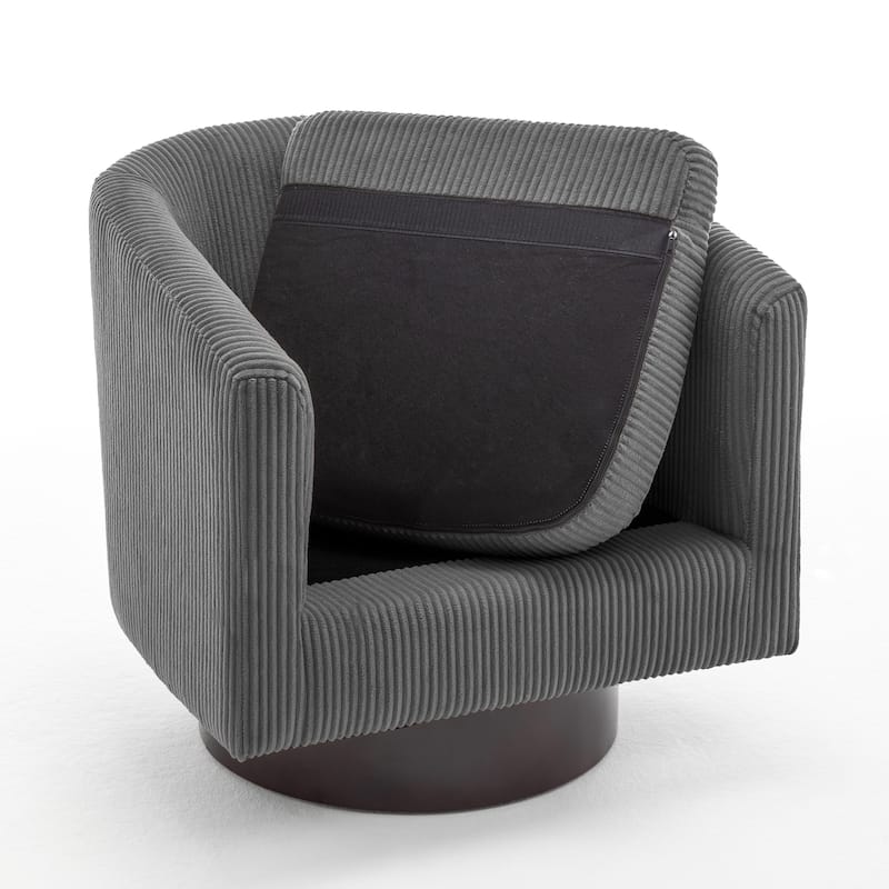 Corduroy Upholstered Swivel Barrel Chair