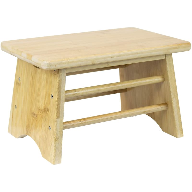 Sorbus Bamboo Step Stool, Small Wooden Stool, Bed Stool, Footrest, & Potty Training Stool for Kids, Holds Up to 300 Lbs - Brown