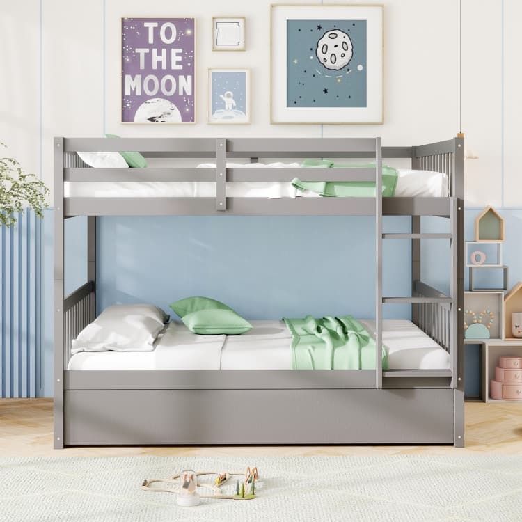 Full over Full Bunk Bed Platform Wood Bed