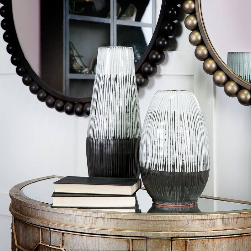 Orbit Black Metal Beaded Frame Round Mirror - 43" x 43"