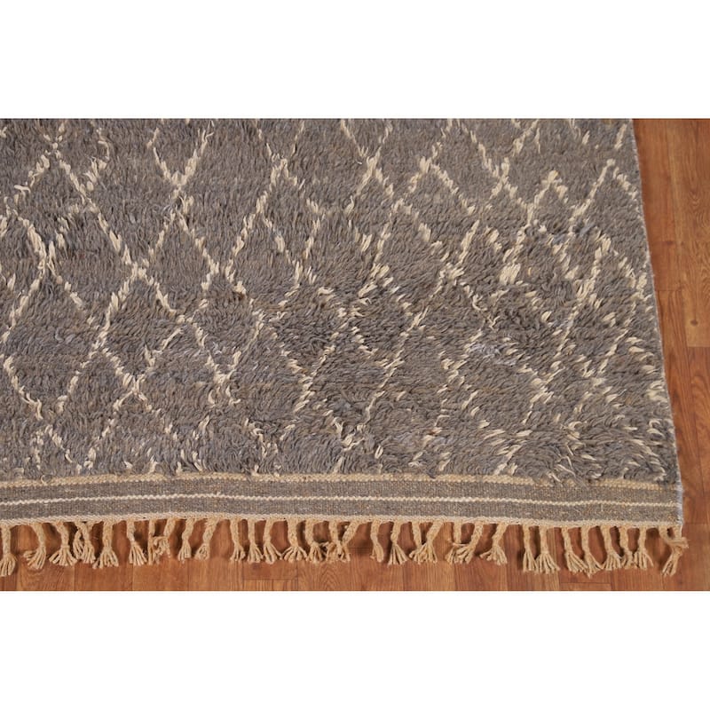 Trellis / Moroccan Area Rug Hand-Knotted Oriental Wool Carpet - 7'9" x 11'0"