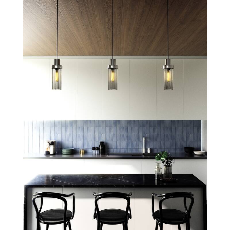 Alora Lighting PD435605CR Kent 5" Wide Mini Pendant with Clear Ribbed