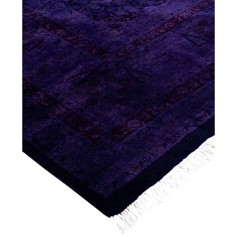Overdyed One-of-a-Kind Hand-Knotted Area Rug - Purple - 9' 1" x 18' 1"