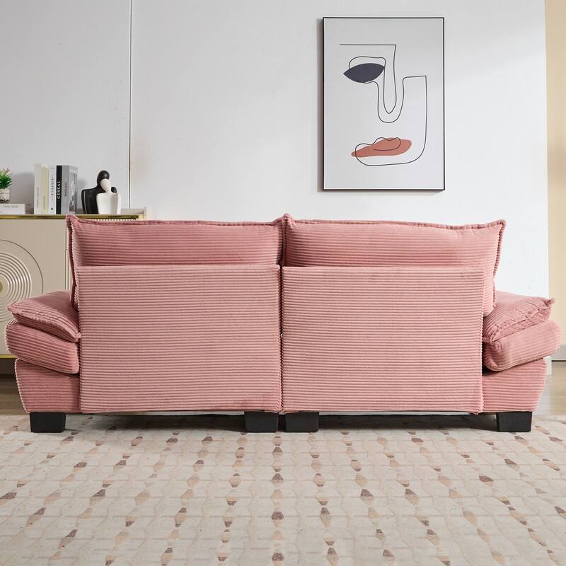 Oversized Corduroy Loveseat Sofa - 84" Wide Deep-Seat Couch with Pillows for Living Room, Apartment, Office