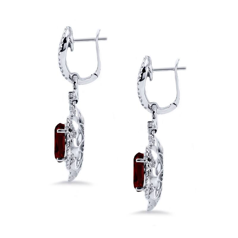 Auriya 5 5/8ct Fancy Oval-cut Garnet Halo Diamond Drop Earrings 2 3/4ctw 18k Gold