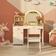 preview thumbnail 14 of 20, Costway Kid Vanity Table Chair Set 2-Color LED Lights Large Drawer - See Details