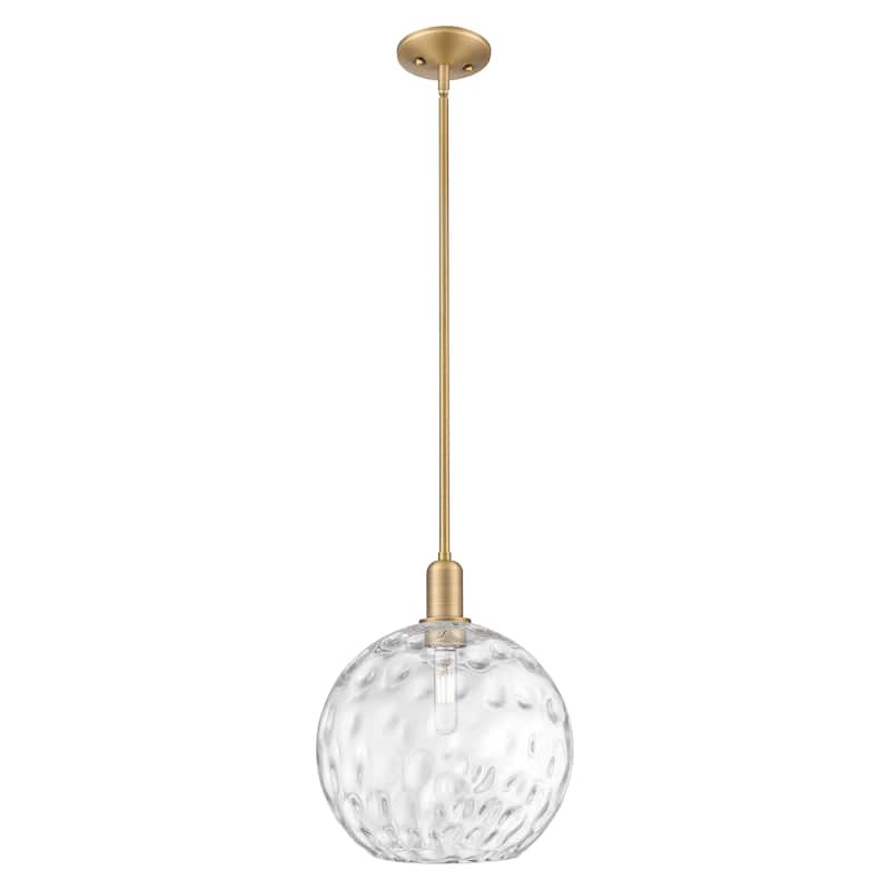 Innovations Lighting Endless Possibilities Arcadia - Athens Water Glass - 1 Light 12" Stem Hung Mini Pendant - Clear Water Glass/Brushed Brass