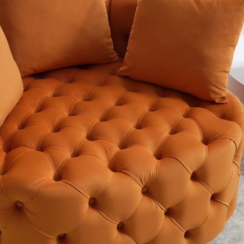 Orange 24" Velvet Button Tufted Barrel Chair