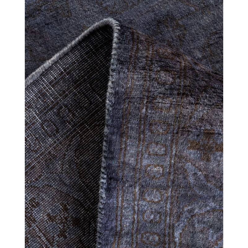Overton Hand Knotted Wool Vintage Inspired Modern Contemporary Overdyed Gray Area Rug - 2' 7" x 8' 1"