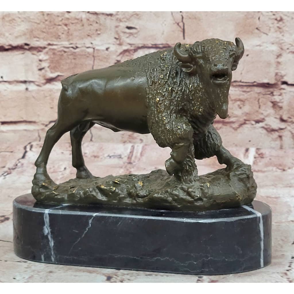 Western Bronze American Buffalo Bison Sculpture – Rustic Wildlife Decor