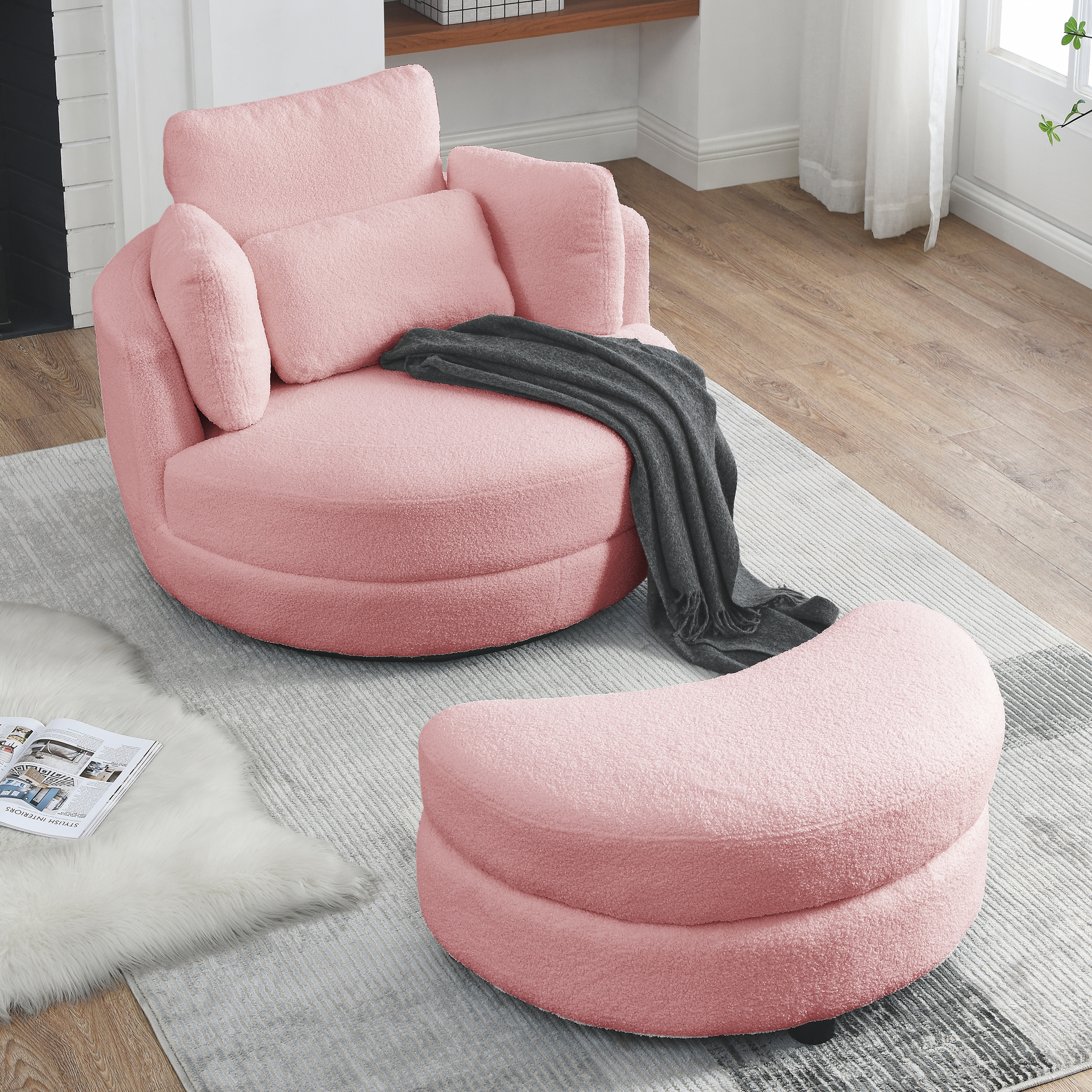 Upholstered Leisure Large Round Chair 39