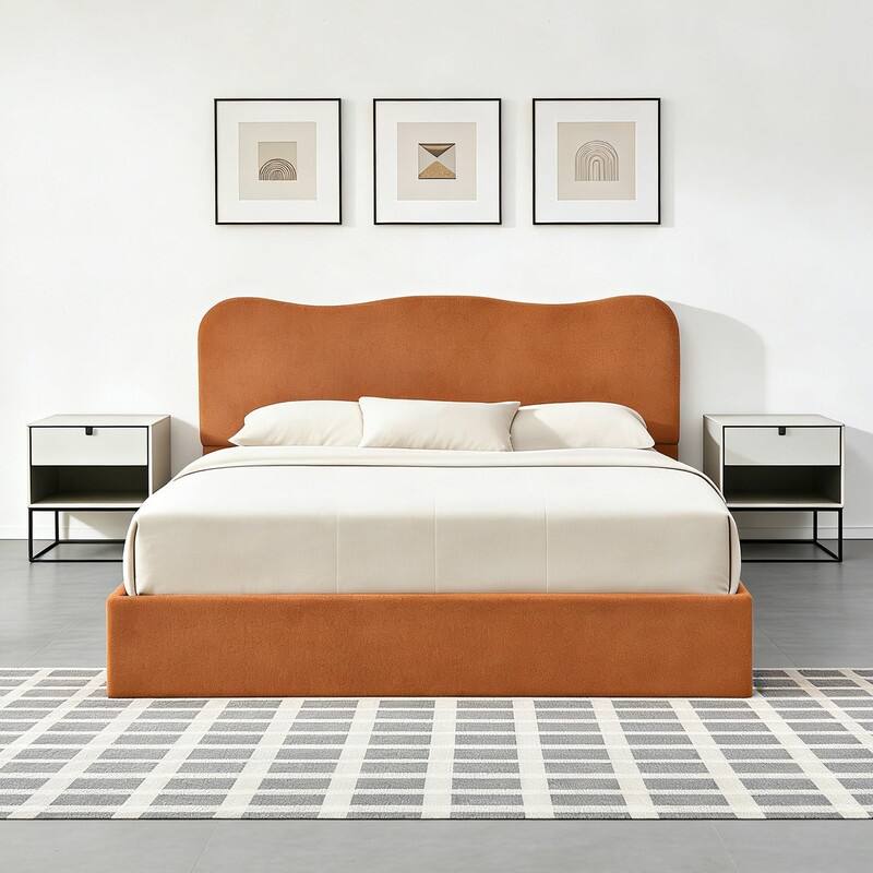 Hydraulic Lift Up Storage Upholstered Platform Bed - Brown - Full