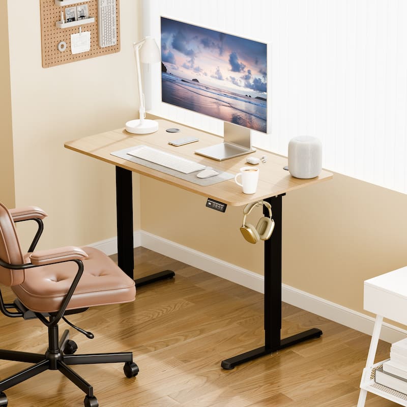 Electric Standing Desk, Height Adjustable Desk with Memory Preset and LED Display - 47*24 - Walnut/Black
