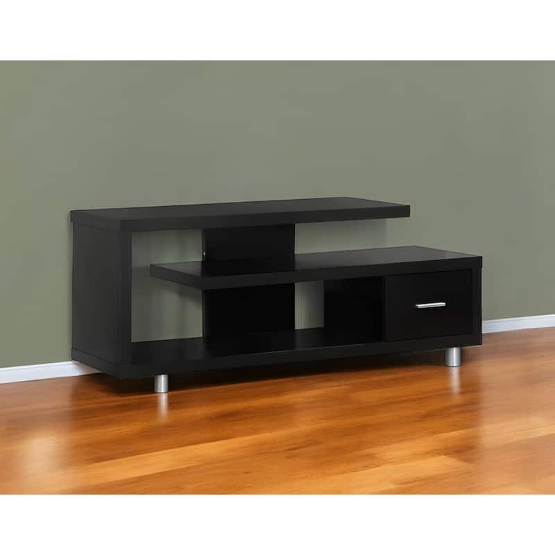 60 Inch Dark Brown Wooden TV Stand Cabinet with Hidden Storage Space Suitable for Living Room Bedroom Or Office