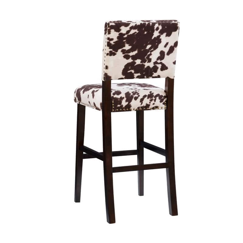 Holcombe Stationary Bar Stool Cattle Print Upholstery