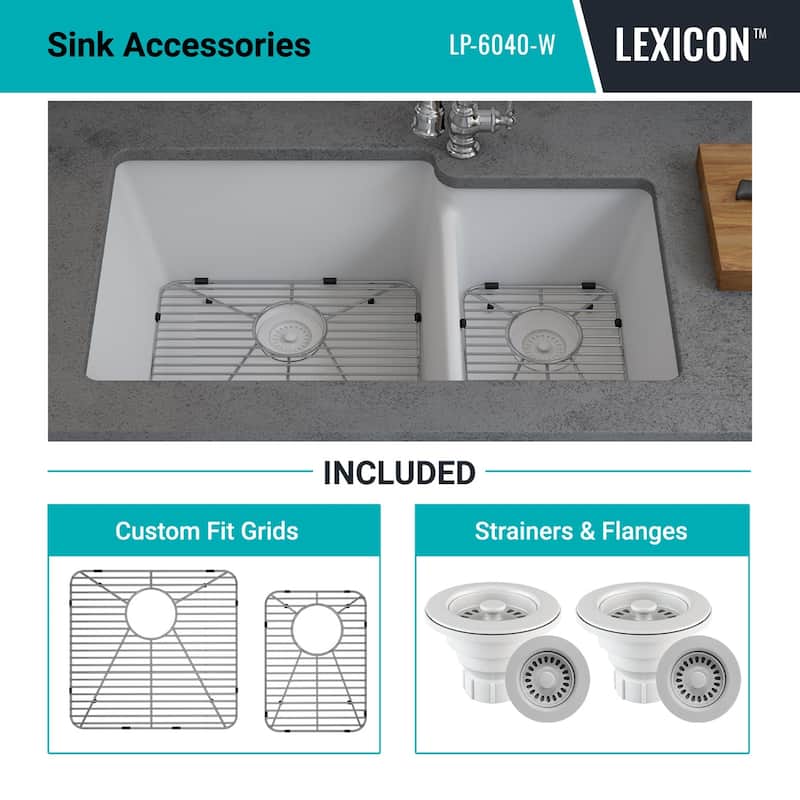 Lexicon Platinum Quartz 60/40 Double Bowl Kitchen Sink