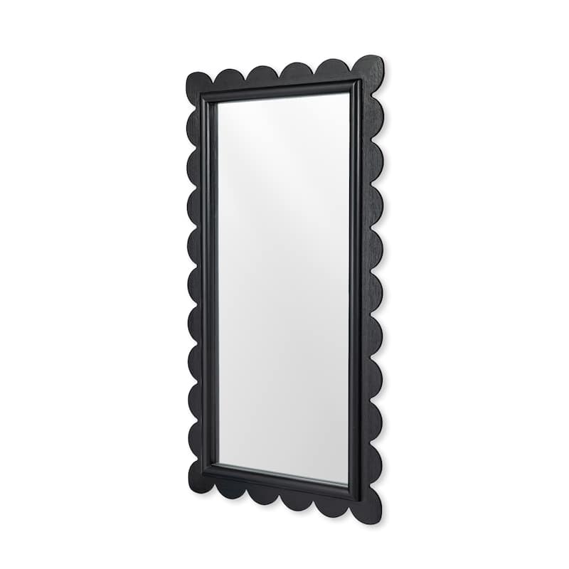 Glitzhome 42.5"H Modern Black Wood Frame Wavy Rectangle Wall Mirror - 22.75"L x 42.5"H