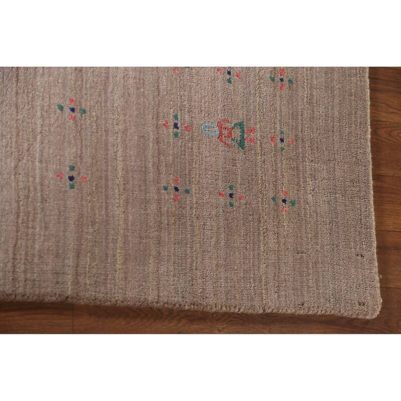 Striped Gabbeh Oriental Area Rug Hand-Knotted Wool Carpet - 7'10" x 9'7"