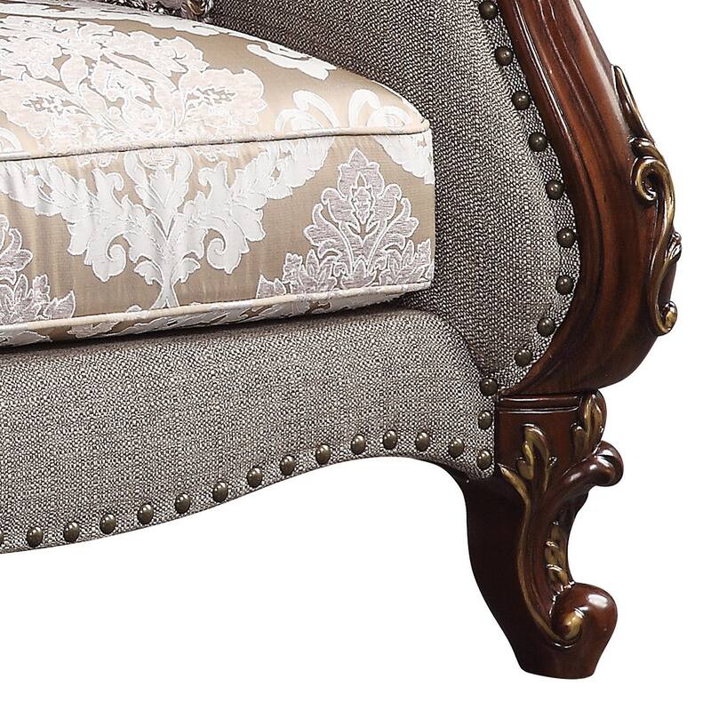 Daphne Cherry and Grey Button-Tufted Loveseat