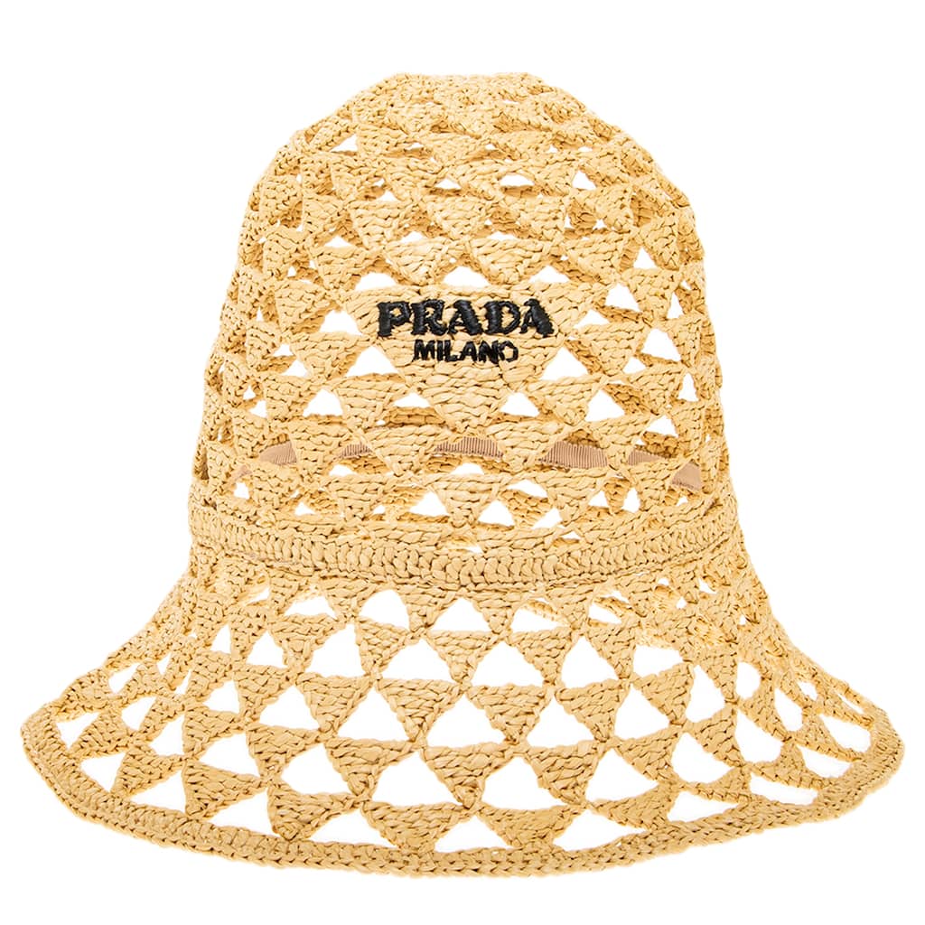 Prada Crochet Logo Bucket Hat