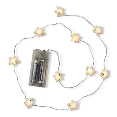 Ghost LED String Lights - Novelty Indoor Halloween Decor - 47.25" White Plastic Lighting for Spooky Ambiance