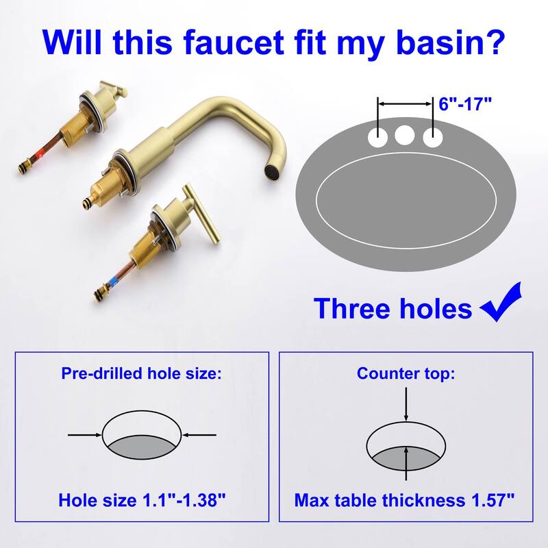 Widespread Bathroom Sink Faucet 3 Holes Bathroom Faucet 8 Inch Double Handle Vanity Basin Faucets