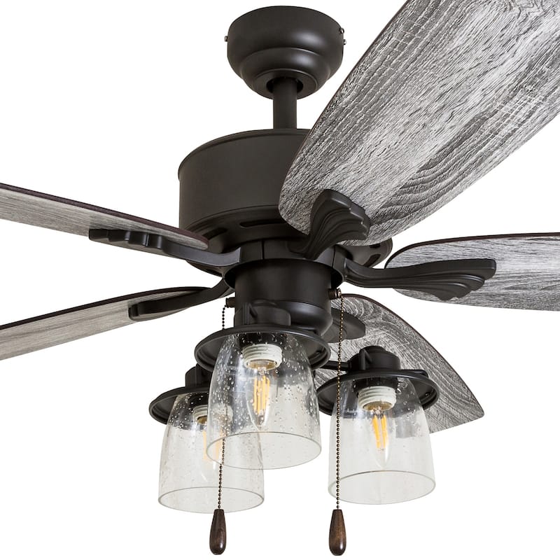 The Gray Barn Wentworth 52-inch Coastal Indoor LED Ceiling Fan with Remote Control 5 Reversible Blades - 52