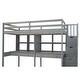 preview thumbnail 13 of 17, Gray Twin Size Solid Wood Loft Bed with Storage Staircase, Desks, and Shelves