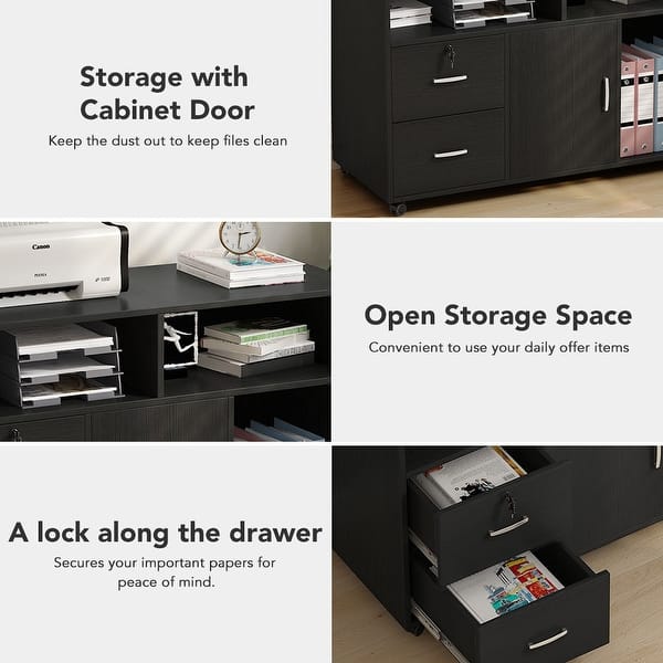 Shop 2 Drawers Storage Printer Stand Mobile Lateral Filing