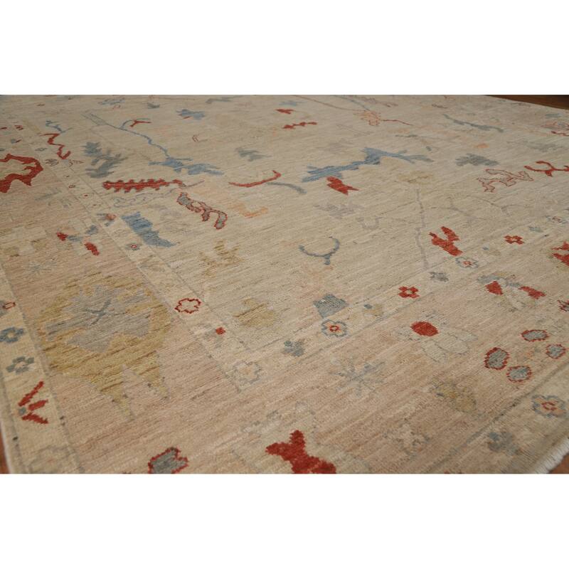 Transitional Vegetable Dye Oushak Turkish Rug Handmade Wool Carpet - 7'11"x 10'2" - 7'11"x 10'2" - Ivory/Beige