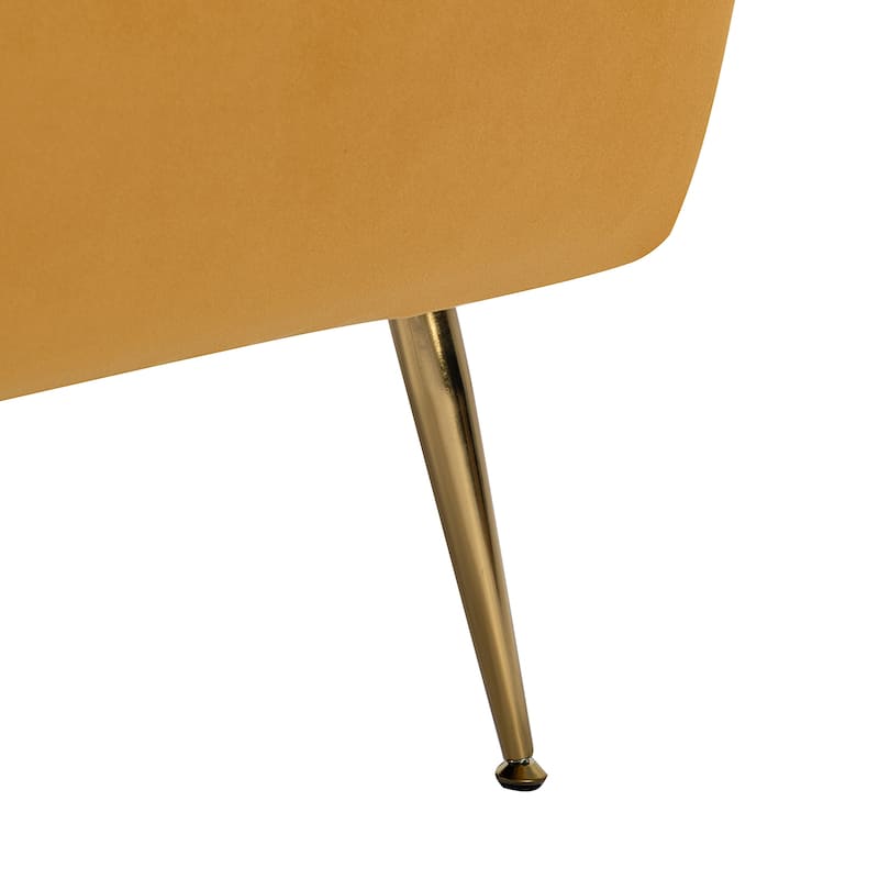 1ida Modern Velvet Tufted Padded Cushion Armchair with Golden Metal Legs by HULALA HOME