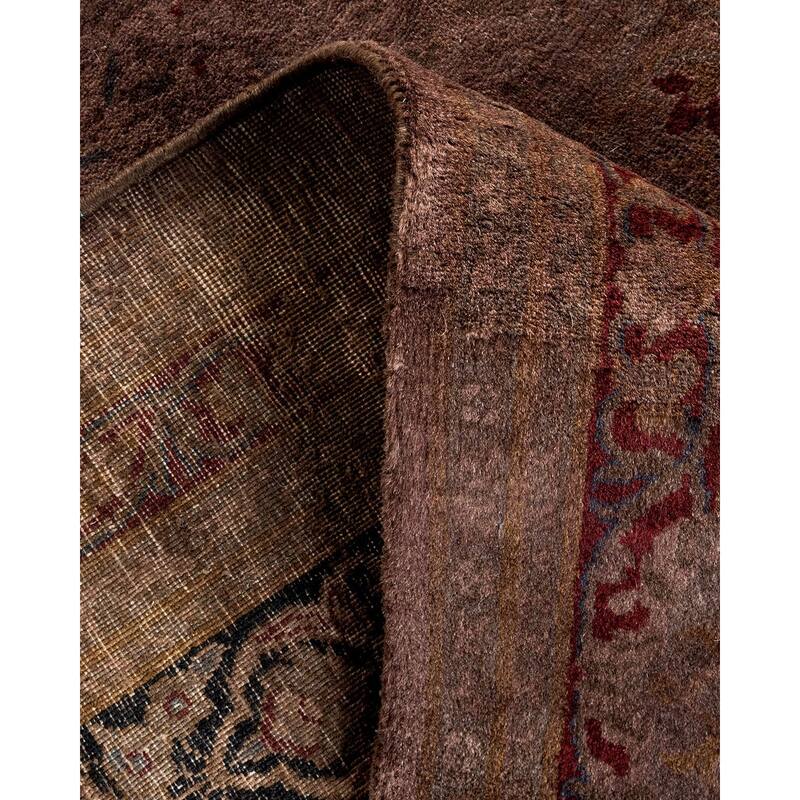 Overton Hand Knotted Wool Vintage Inspired Modern Contemporary Overdyed Brown Runner Rug - 3' 0" x 8' 10"