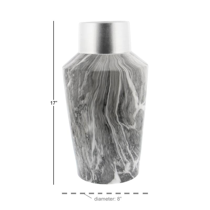 Gray Ceramic Faux Marble Decorative Vase