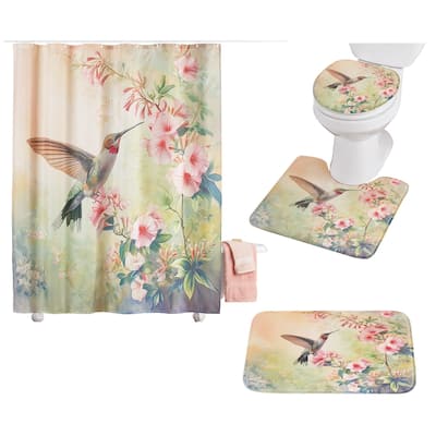 16-Piece Hummingbird Floral Bathroom Set - 71.5 x 0.01 x 71.25
