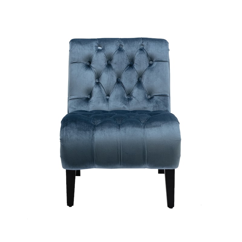 Velvet Upholstered Leisure Chair For Living Room With Wood Legs