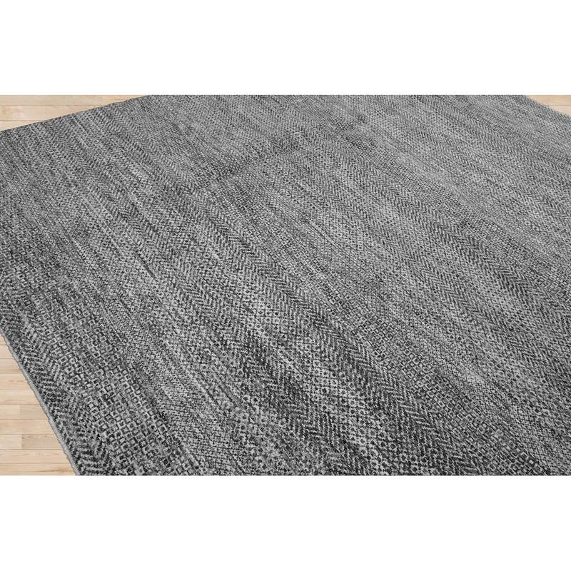 Ivory Contemporary Wool 8x10 Hand Knotted Geometric Style Area Rug - 8' 1'' x 10' 2''
