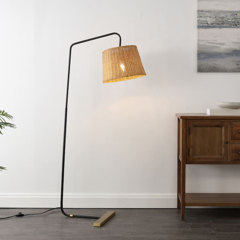 SAFAVIEH Lighting Millie 61-inch Floor Lamp - Black/Natural - 15Wx25Dx61H