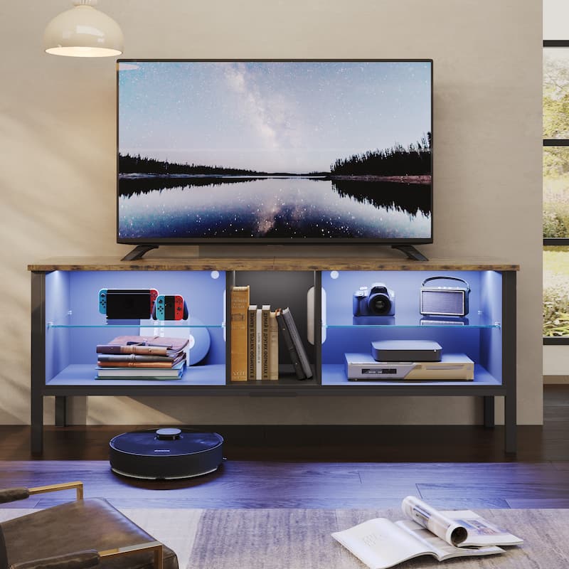 LED Entertainment Center with Shelves Gaming TV Stand for 70 inch TVs - 62 inches