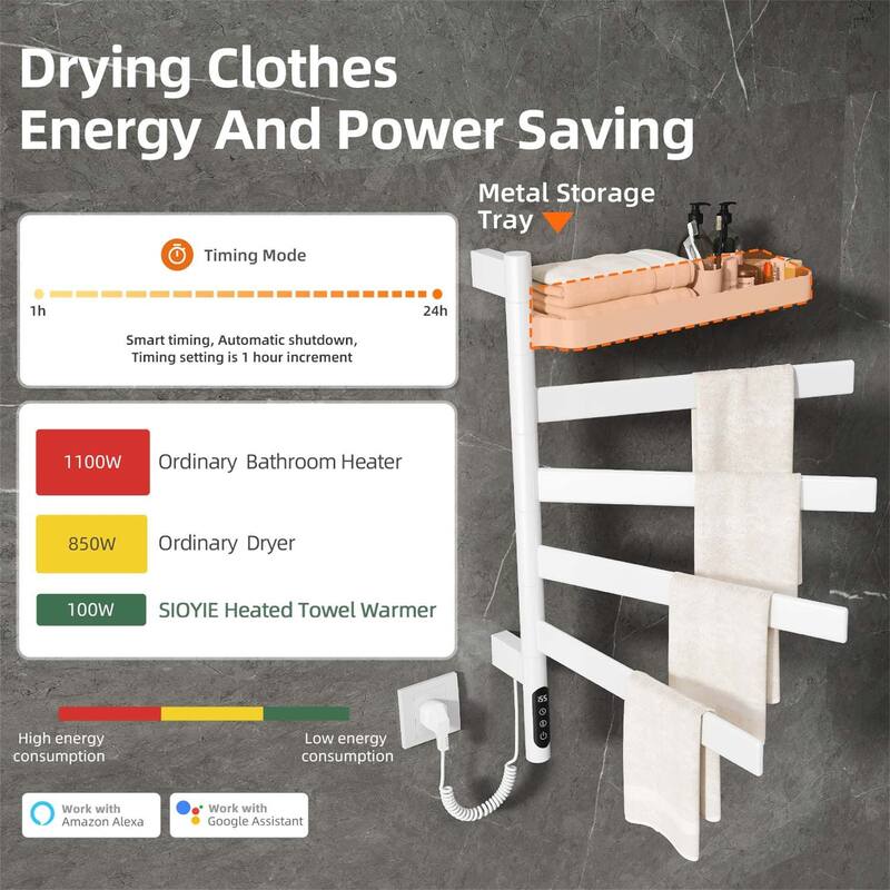 Smart Rotating Heated Towel Rack for Bathroom,Towel Warmer