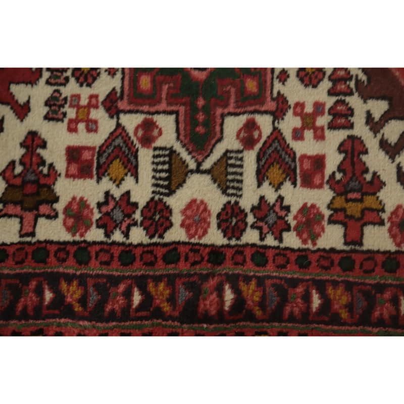 Hand Knotted Oriental 100% Wool Carpet Traditional Tribal Beige & Ivories Gharajeh Runner Rug - 11' 4'' X 2' 2''