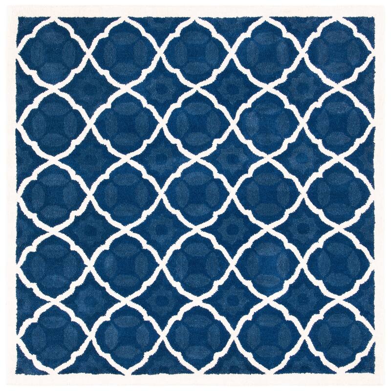 SAFAVIEH Handmade Chatham Kader Modern Moroccan Wool Rug - 5' Square - Blue/Ivory