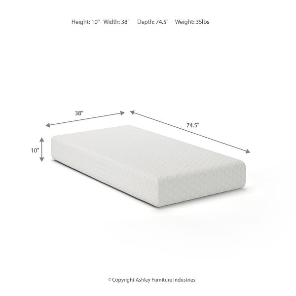 dimension image slide 3 of 4, Signature Design by Ashley Chime 10-inch Memory Foam Mattress