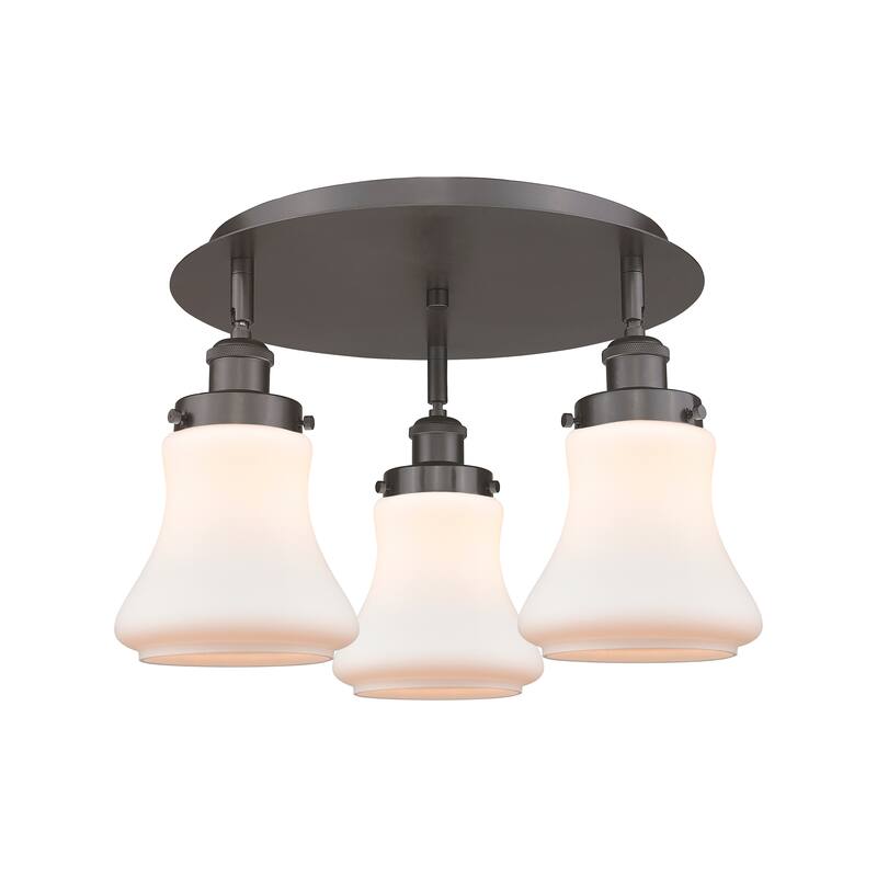 Innovations Lighting Bellmont - 3 Light 18" Flush Mount - Oil Rubbed Bronze/Matte White