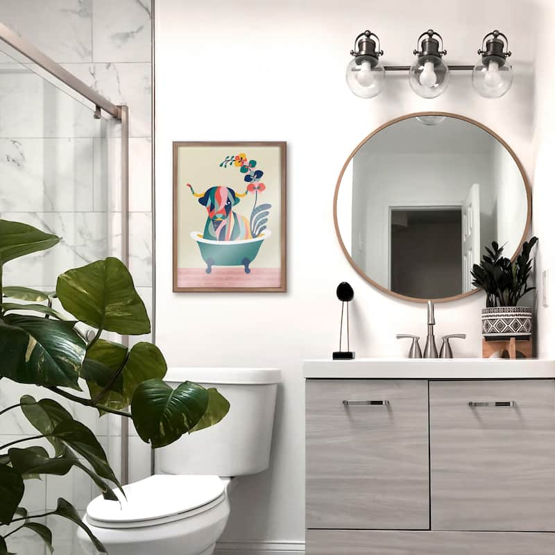 Kate and Laurel Blake MCM Cow Bathtub Printed Glass by Rachel Lee