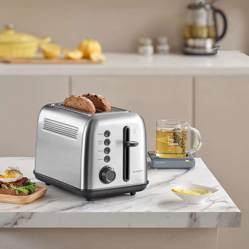 BUYDEEM 2-Slice Toaster,Extra Wide Slots Stainless Steel with High Lift Lever Toster