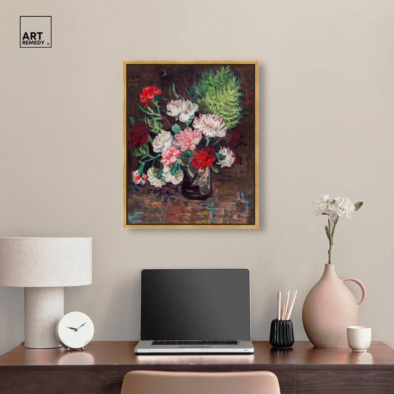 Vase with Carnations Canvas by Art Remedy