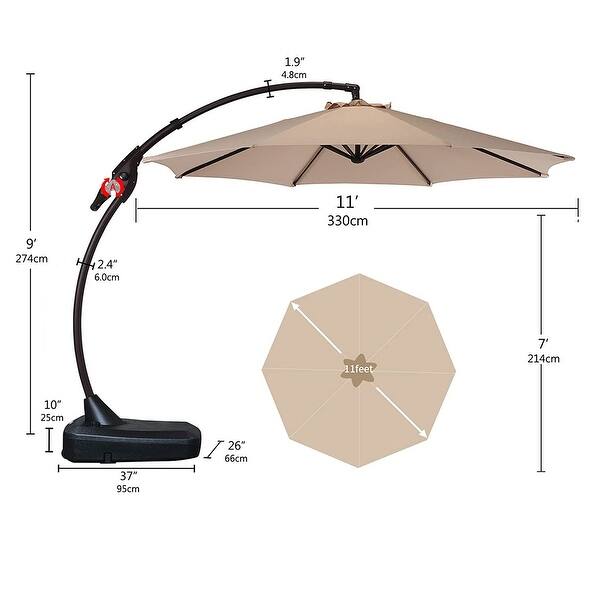 Patio Umbrellas 11 ft Outdoor Market Cantilever Umbrella with Tilt and