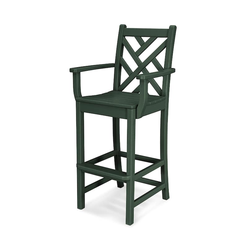 POLYWOOD Chippendale 30" Outdoor Bar Arm Chair - Green